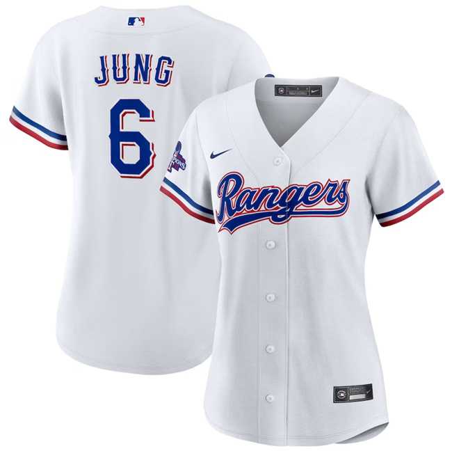Womens Texas Rangers #6 Josh Jung White 2023 World Series Champions Stitched Jersey(Run Small) Dzhi